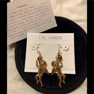 Vintage Cherub Amber Dangle Earrings